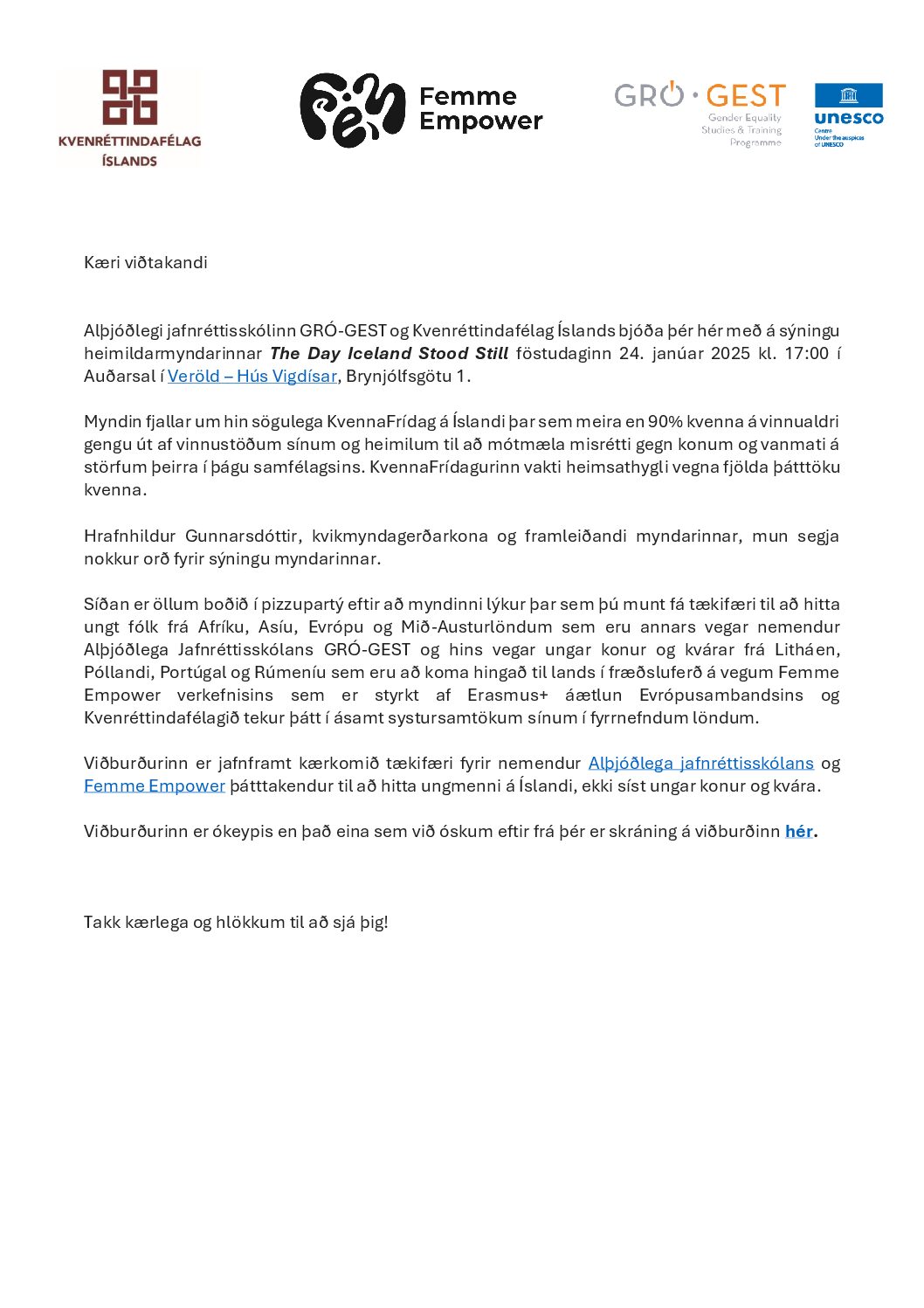 Invitation to the Documentary Film The Day Iceland Stood Still.